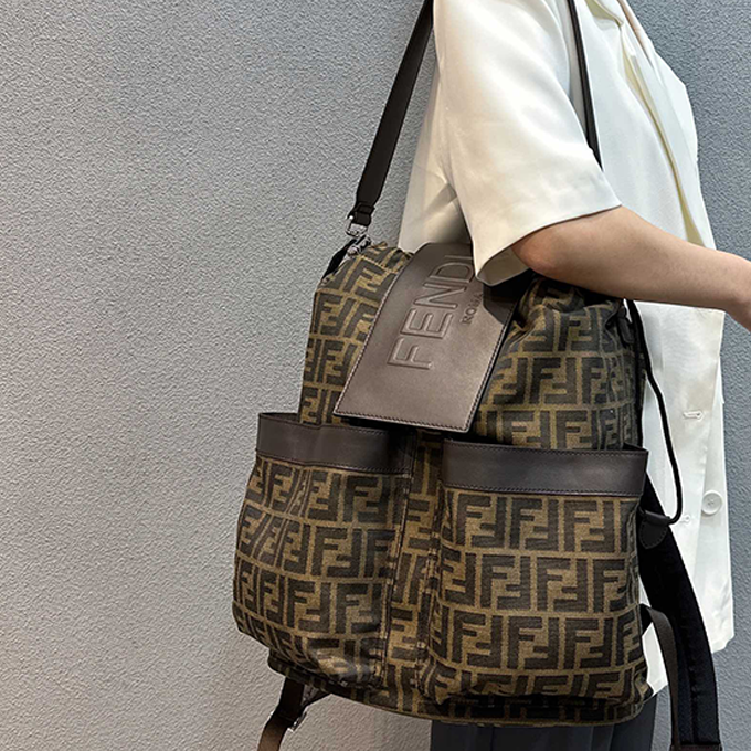 fendi vintage ff jacquard drawstring flap backpack